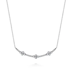 Best Gabriel & Co. 14K White Gold Diamond Clover Bar Necklace