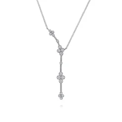 Clearance Gabriel & Co. 14K White Gold Diamond Clover Station Y Necklace