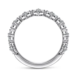 Sale Gabriel & Co. 14K White Gold Diamond Clover Station Stackable Ring