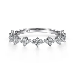 Sale Gabriel & Co. 14K White Gold Diamond Clover Station Stackable Ring
