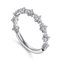 Sale Gabriel & Co. 14K White Gold Diamond Clover Station Stackable Ring