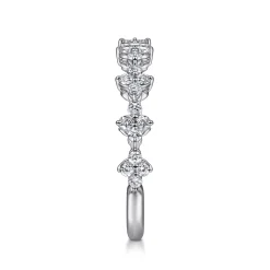 Sale Gabriel & Co. 14K White Gold Diamond Clover Station Stackable Ring