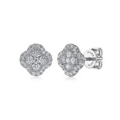 Outlet Gabriel & Co. 14K White Gold Diamond Clover Stud Earrings