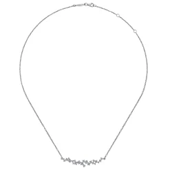 Hot Gabriel & Co. 18K White Gold Diamond Cluster Curved Bar Necklace