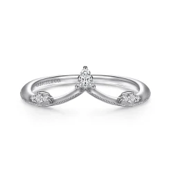 Hot Gabriel & Co. 14K White Gold Diamond Cluster Chevron Ring