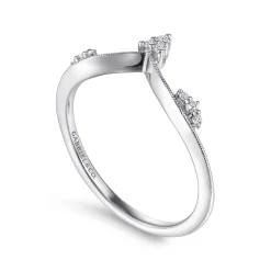Hot Gabriel & Co. 14K White Gold Diamond Cluster Chevron Ring