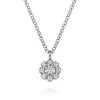 Hot Gabriel & Co. 14K White Gold Diamond Cluster Flower Pendant Necklace