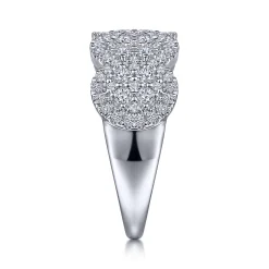 Clearance Gabriel & Co. 14K White Gold Diamond Cluster Oval Station Ring