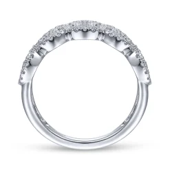 Clearance Gabriel & Co. 14K White Gold Diamond Cluster Oval Station Ring