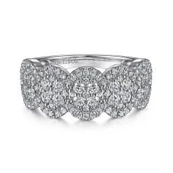 Clearance Gabriel & Co. 14K White Gold Diamond Cluster Oval Station Ring