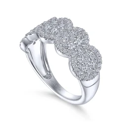 Clearance Gabriel & Co. 14K White Gold Diamond Cluster Oval Station Ring