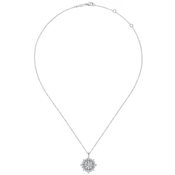 Discount Gabriel & Co. 14K White Gold Diamond Cluster Pendant Necklace