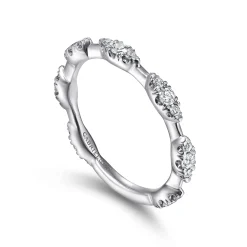 Discount Gabriel & Co. 14K White Gold Diamond Cluster Station Stackable Ring