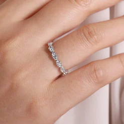 Clearance Gabriel & Co. 14K White Gold Diamond Cluster Stackable Ring