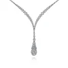 Discount Gabriel & Co. 18K White Gold Diamond Cluster Teardrop and Chevron Necklace