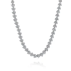 Gabriel & Co. 14K White Gold Diamond Cluster Tennis Necklace