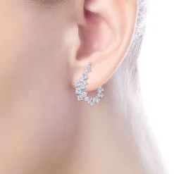 Hot Gabriel & Co. 18K White Gold Diamond Constellation Bypass Hoop Earrings