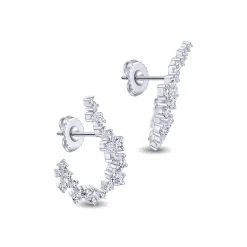 Hot Gabriel & Co. 18K White Gold Diamond Constellation Bypass Hoop Earrings