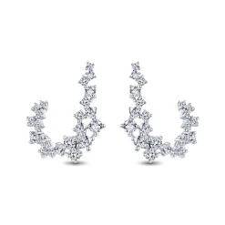 Hot Gabriel & Co. 18K White Gold Diamond Constellation Bypass Hoop Earrings