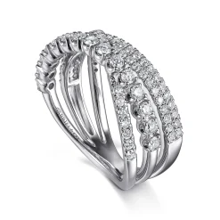 Gabriel & Co. 14K White Gold Diamond Criss Cross Ring