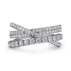 Gabriel & Co. 14K White Gold Diamond Criss Cross Ring