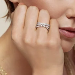Gabriel & Co. 14K White Gold Diamond Criss Cross Ring