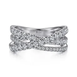 Gabriel & Co. 14K White Gold Diamond Criss Cross Ring