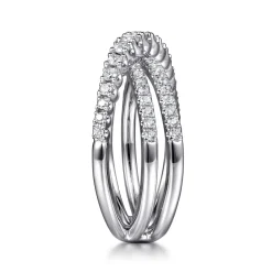 Hot Gabriel & Co. 14K White Gold Diamond Criss Cross Ring