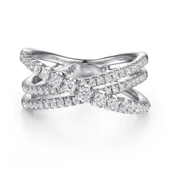 Hot Gabriel & Co. 14K White Gold Diamond Criss Cross Ring