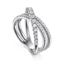 Hot Gabriel & Co. 14K White Gold Diamond Criss Cross Ring