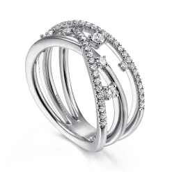 Clearance Gabriel & Co. 14K White Gold Diamond Criss Cross Ring