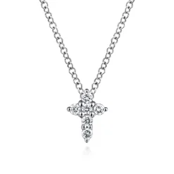 Discount Gabriel & Co. 14K White Gold Diamond Cross Necklace