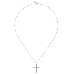 Hot Gabriel & Co. 14K White Gold Diamond Cross Necklace