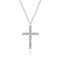 Hot Gabriel & Co. 14K White Gold Diamond Cross Necklace