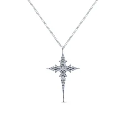 Clearance Gabriel & Co. 14K White Gold Diamond Cross Pendant Necklace