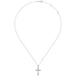 Hot Gabriel & Co. 14K White Gold Diamond Cross Pendant Necklace