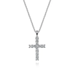 Clearance Gabriel & Co. 14K White Gold Diamond Cross Pendant Necklace