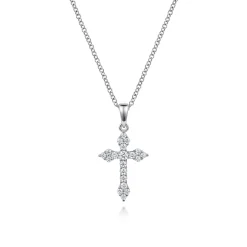 Outlet Gabriel & Co. 14K White Gold Diamond Cross Pendant Necklace