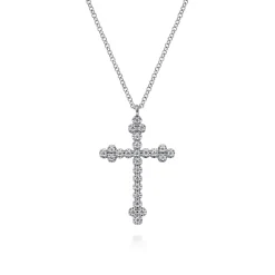 New Gabriel & Co. 14K White Gold Diamond Cross Pendant Necklace