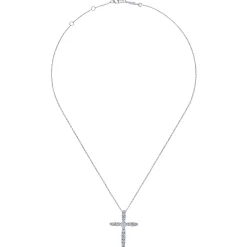 New Gabriel & Co. 14K White Gold Diamond Cross Pendant Necklace