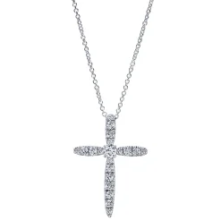 New Gabriel & Co. 14K White Gold Diamond Cross Pendant Necklace