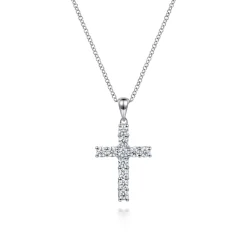 Gabriel & Co. 14K White Gold Diamond Cross Pendant Necklace