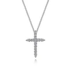 New Gabriel & Co. 14K White Gold Diamond Cross Pendant Necklace