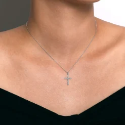 Sale Gabriel & Co. 14K White Gold Diamond Cross Pendant Necklace