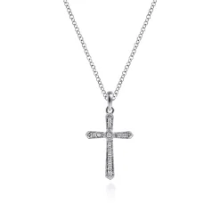 Sale Gabriel & Co. 14K White Gold Diamond Cross Pendant Necklace