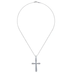 Sale Gabriel & Co. 14K White Gold Diamond Cross Pendant Necklace