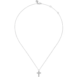 Gabriel & Co. 14K White Gold Diamond Cross Pendant Necklace
