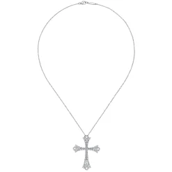 Discount Gabriel & Co. 18K White Gold Diamond Cross Pendant Necklace
