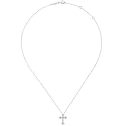 Gabriel & Co. 14K White Gold Diamond Cross Pendant Necklace