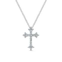 Gabriel & Co. 14K White Gold Diamond Cross Pendant Necklace